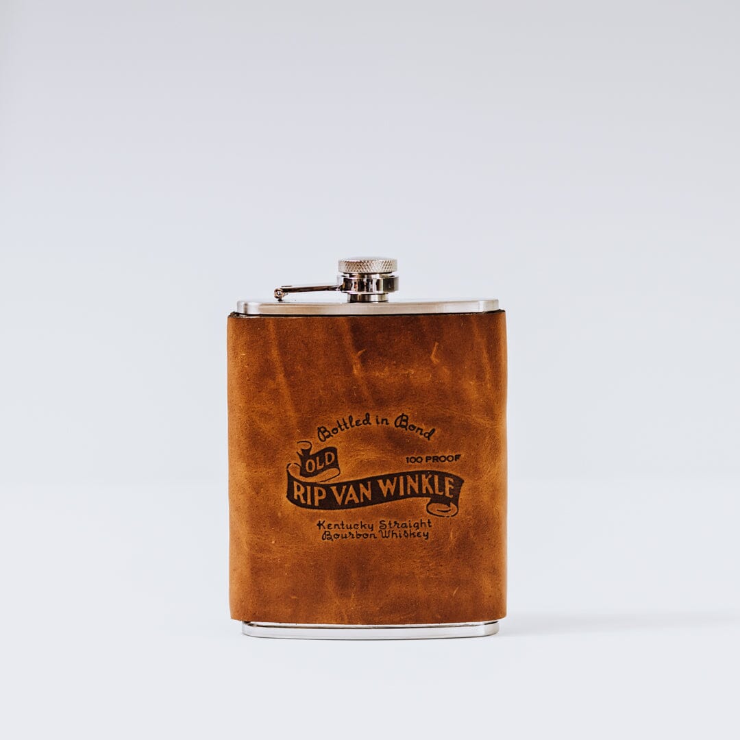 1080x1080-10 Old Rip Van Winkle Leather Wrapped Flask - Image 1