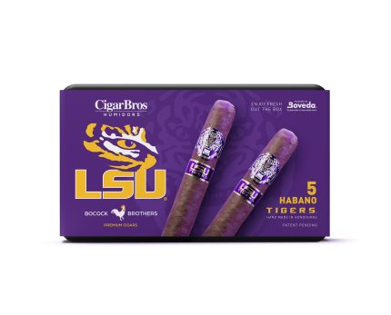 LSU Cigars By CigarBros Cigars CigarBros 5ct LSU Tigers Habano Toro + 5% Discount + FREE Humidor