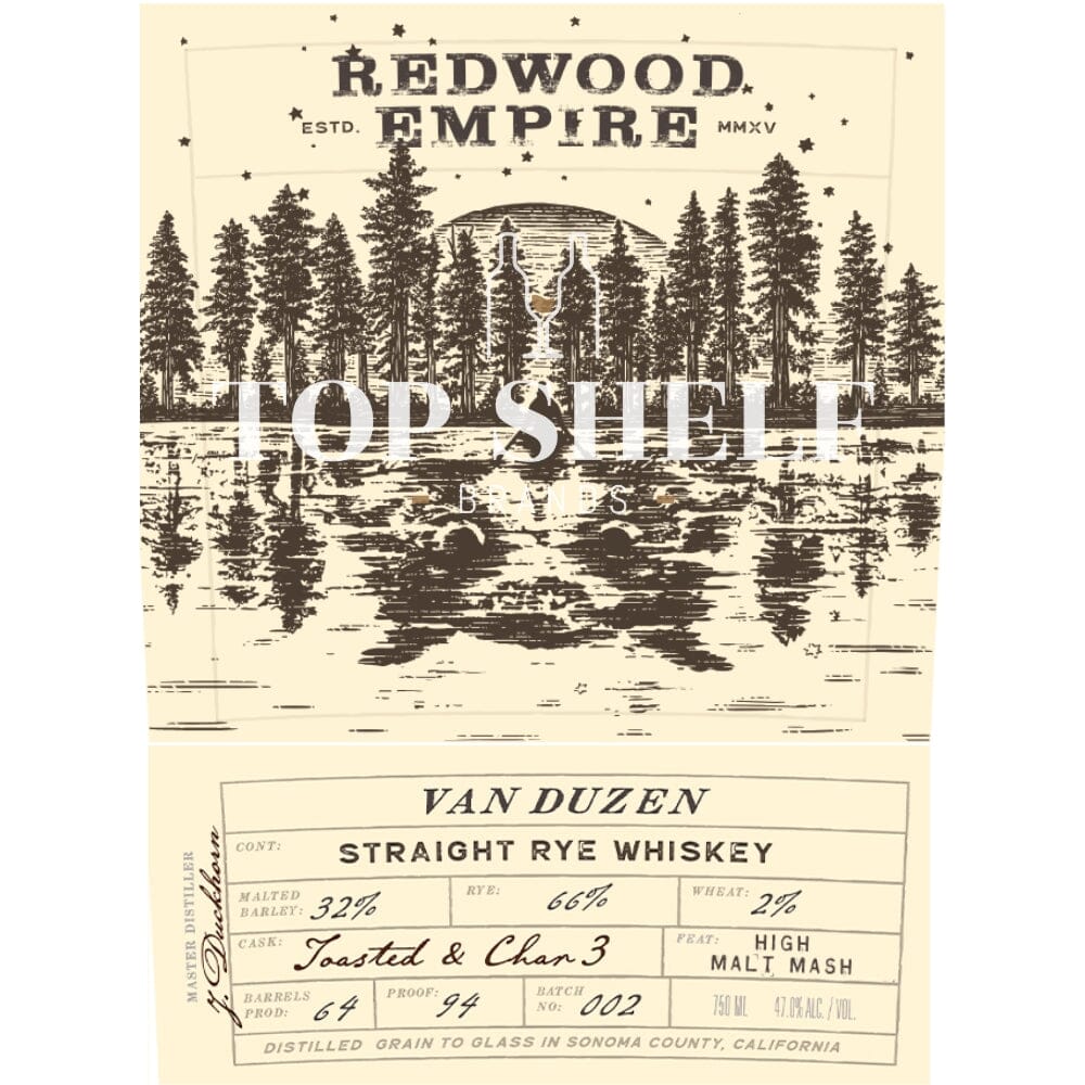 BuyRedwoodEmpireVanDuzenStraightRyeBatch2Online Redwood Empire Van Duzen Straight Rye Batch 2 - Image 1